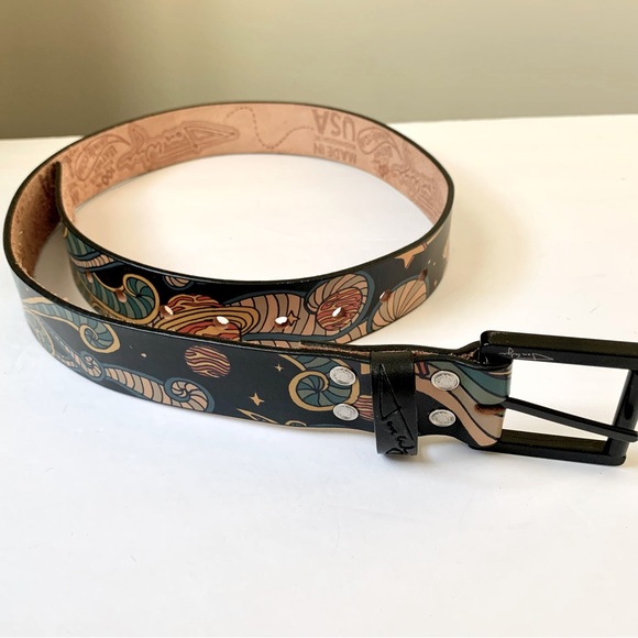 Jon Wye Genuine Leather Happy Astronaut Belt; Sz L 45". Science Space - Picture 5 of 16